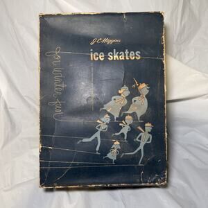 Vintage 1950s JC Higgins Leather Men’s Ice Figure Skates w/Box Sz.9 Stock #1006